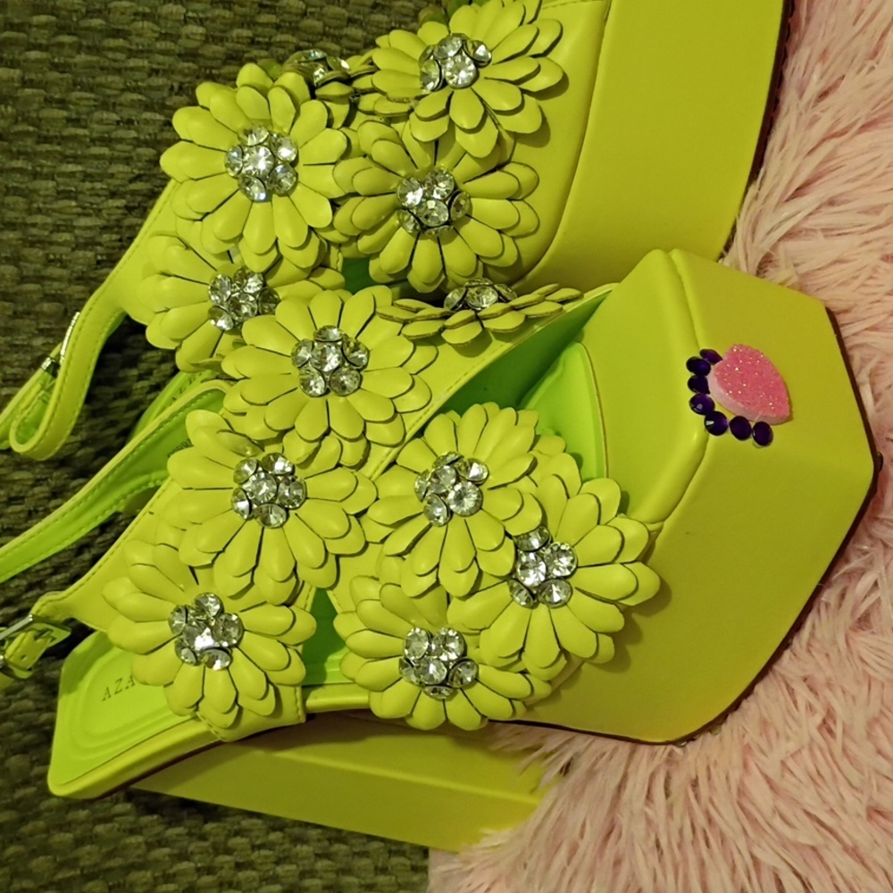 Floral Yellow Platform Sandals